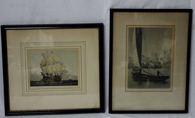 Nautical Ship Prints - John Taylor Arms & K. Vernon: One titled, "The Royal George." Larger measuring 17 by 15 inches in frame.