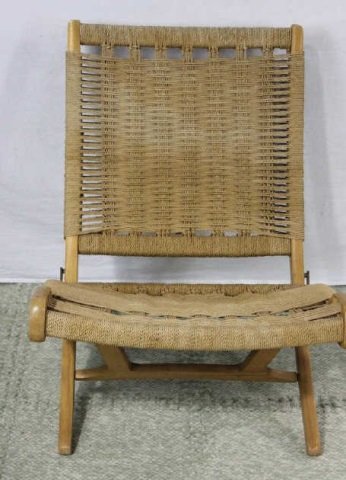 Mid Century Modern Woven Rope Folding Chair: Woven Rope Height 29 Inches Width 24 Inches Depth 18 Inches