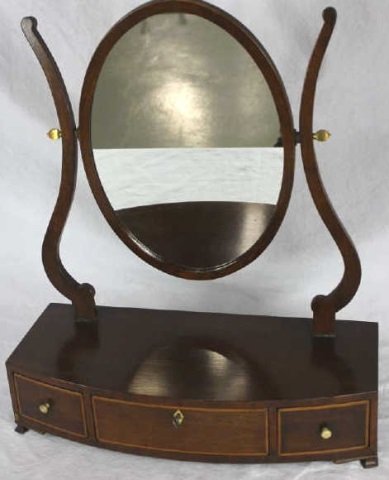 Sheraton Style Mahogany Shaving Stand Vanity: Height 23 inches. Width 20 inches. Depth 9 inches.