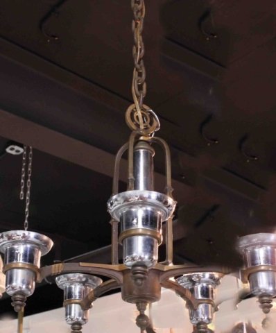 5 Light Nickel Plated Fixture: Height 14 inches