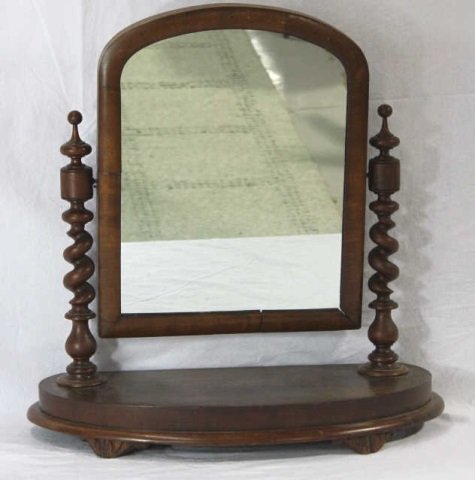 Antique Solomonic Column Shaving Vanity Mirror: Height 24 Inches Width 22 Inches Depth 10 Inches