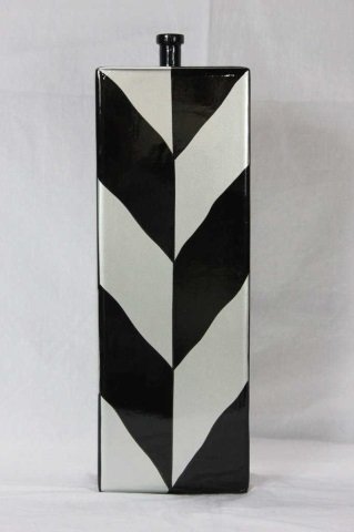 Contemporary Modern Chevron Vase: Height 22 Inches Width 7 Inches Depth 4 Inches