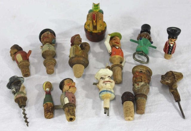 Collection of Antique German Bottle Stoppers: 14 Unique and Rare Bottle Stoppers