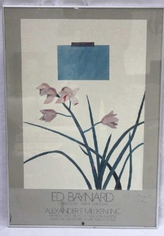 Ed Baynard Poster Irises Signed LL 1984: 32 Inches x 23 Inches