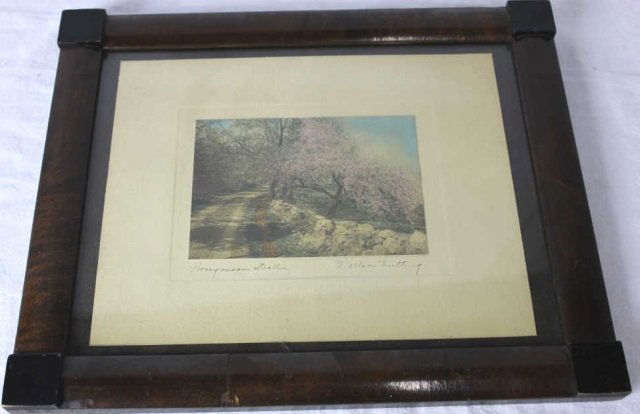 Wallace Nutting Hand Tinted Photograph: Height 13 inches. Width 16 inches.