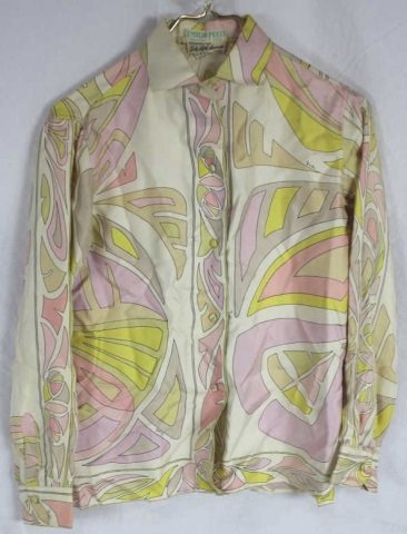 Vintage Emilio Pucci Silk Button Down Blouse: Size 8.