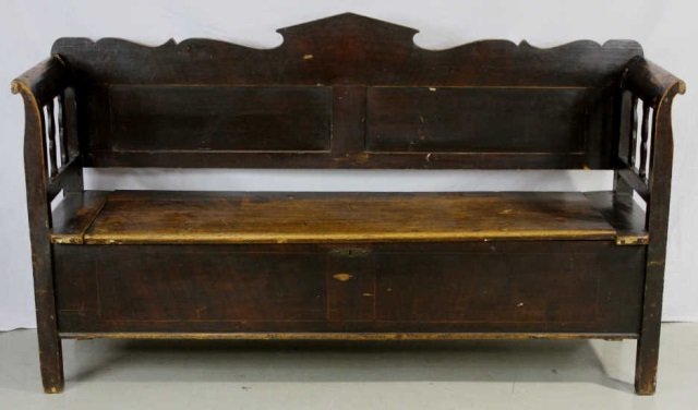 Antique Bench w/ Storage Possibly Scandinavian: Height 42 Inches Width 73 Inches Depth 20 Inches