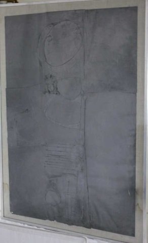 Large Scale Abstract Expressionist Gray Painting: Height 40 Inches Width 27 Inches