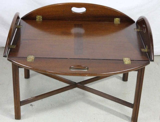 Mahogany English Style Tray Top Coffee Table: Height 23 Inches Length 31 Inches Depth 22 Inches