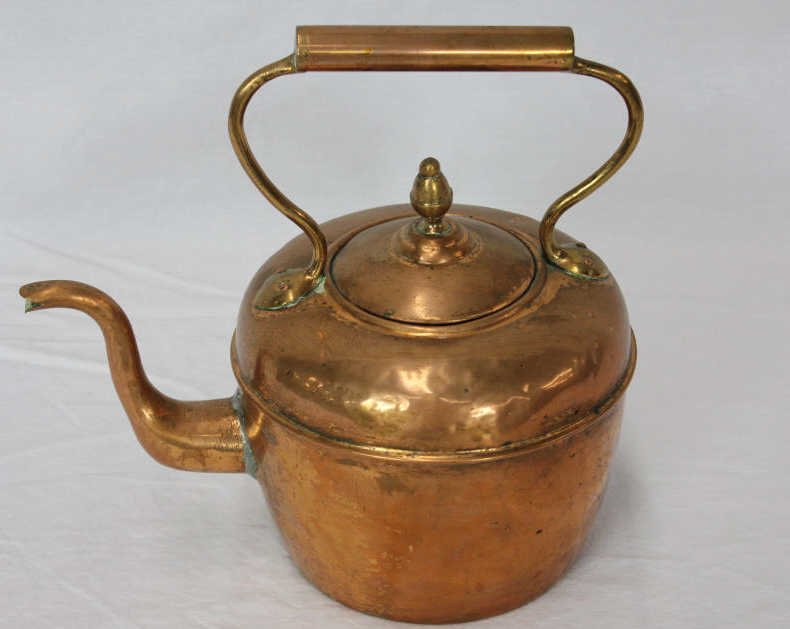 Antique Copper Tea Kettle: Height 3 Inches Width 14 Inches