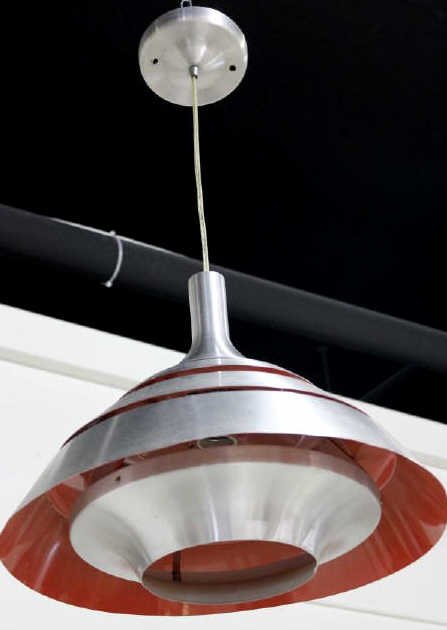 Industrial Brushed Metal Chandelier Hanging Light: Height 27 Inches Diameter 17 Inches