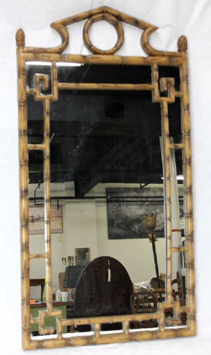 Chinese Style Bamboo Motif Mirror: Height 49 Inches Width 26 Inches
