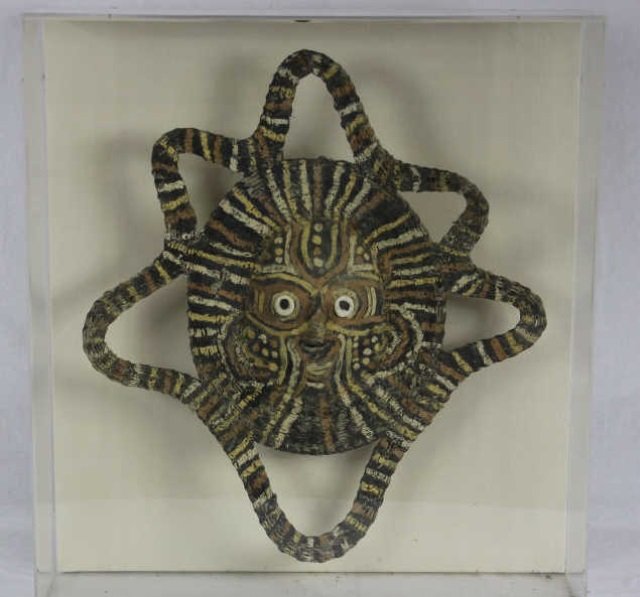 Antique African Tribal Mask Museum Mounted: Height 26". Width 24". Depth 6.5".