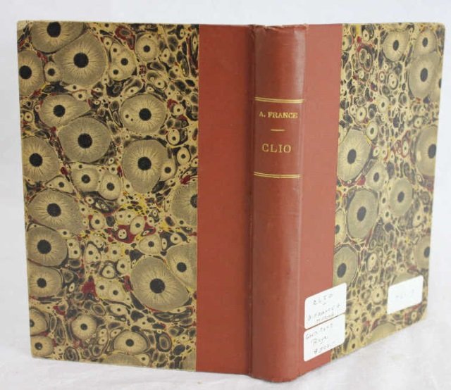 C. 1900 Clio by Anatole France - Alphonse Mucha: Nicely bound with marbled paper, hardcover. Illustrated by Alphonse Mucha. Dedicated to Emile Zola. Measures 8 by 5.75 inches.