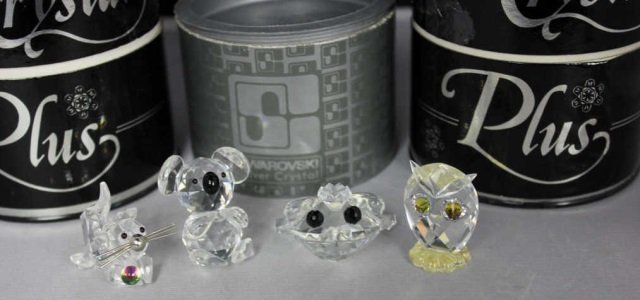 4 Crystal Miniatures Statues Toneva & Swarovski: Assorted Sizes