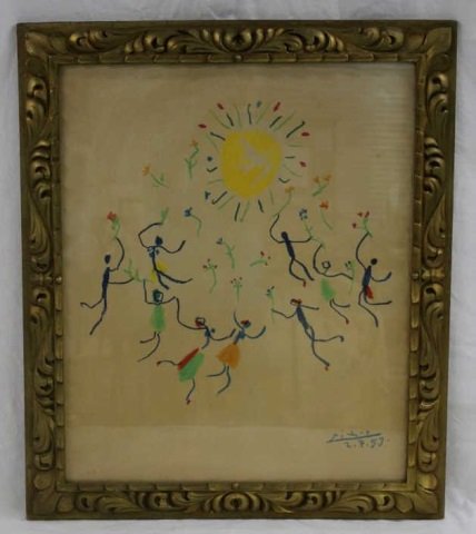 Framed Pablo Picasso Print 1959: Height 28". Width 24".