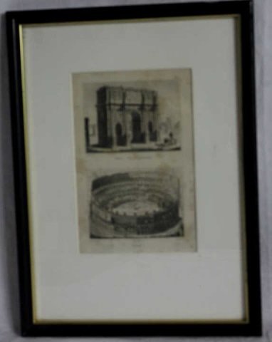 Antique Engraving Roman Ruins Coliseum & Arch: Coliseo and Arco di Costantino, Cook del and Piranesi del" 15" x 11