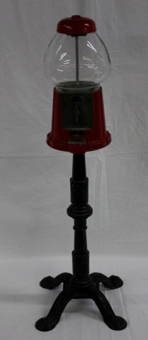 Vintage Cast Metal Gum Ball Candy Vending Machine: Vintage Cast Metal Gum Ball Candy Vending MachineHeight 39 Inches