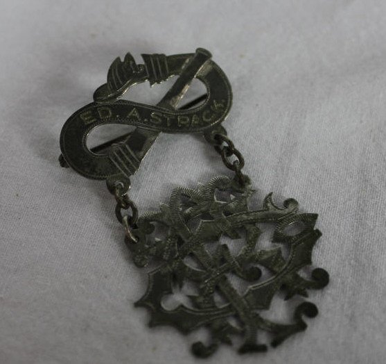 Antique American Sterling Silver Fireman's Pin: Length 2.5"
