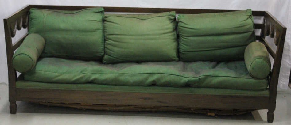 French Empire Style Mahogany Day Bed: Height 28.5 inches. Width 80.5 inches. Depth 31 inches. Estate of Warren Dieter Zander.