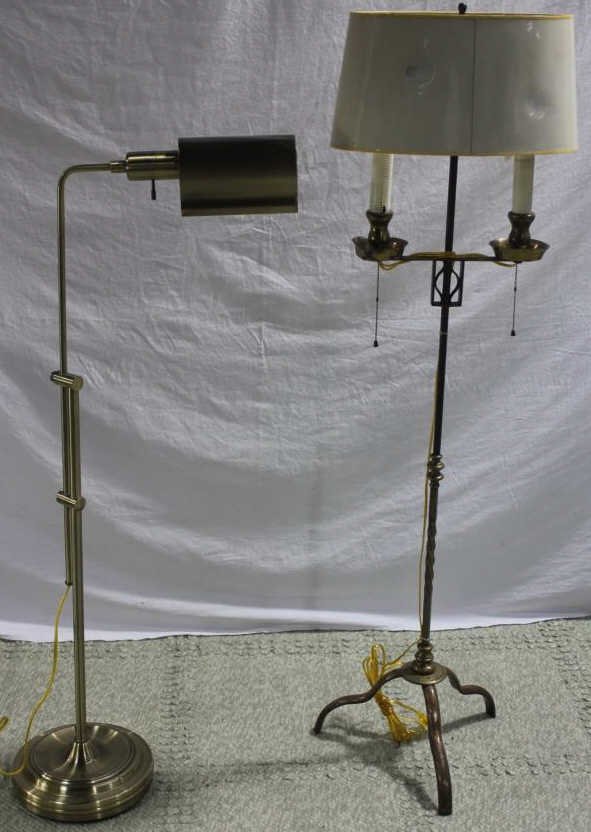 2 Vintage Metal Standing Lamps: Height of tallest 54 inches. Estate of Warren Dieter Zander.