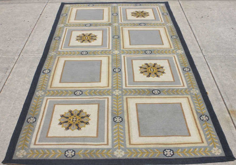Vintage Peruvian Woven Carpet Runner: Estate of Warren Dieter Zander. Measures 54 inches by 100 inches.