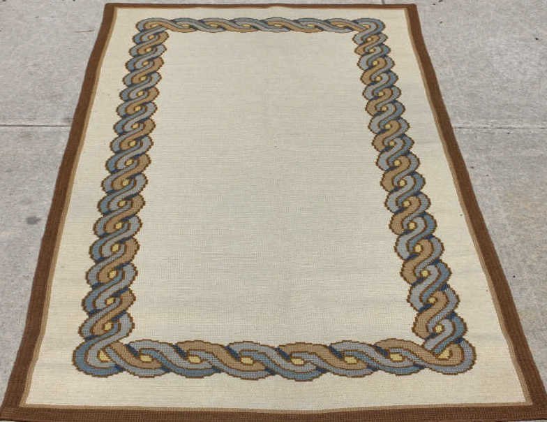 Vintage Peruvian Woven Carpet Runner: Estate of Warren Dieter Zander. Measures 40 inches by 74 inches.