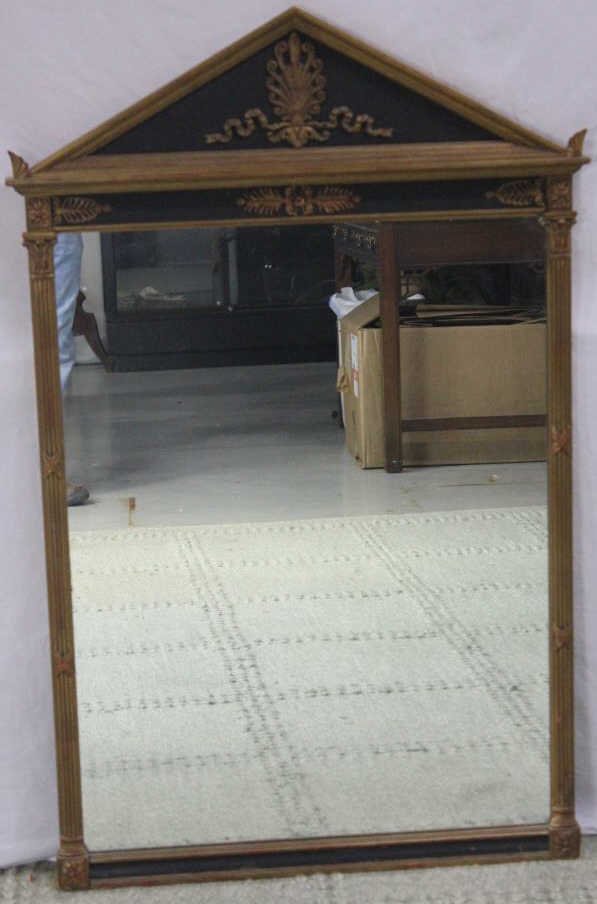 French Empire Style Gilt Wood Mirror: Property of a Monticello NY Estate. 46 inches by 30 inches.