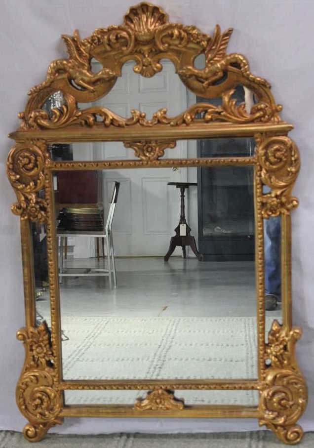 Large Italian Baroque Style Gilt Mirror: Property of a Monticello NY Estate. 57 inches by 36 inches.