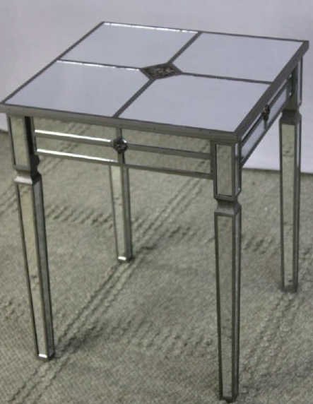 Contemporary Hollywood Regency Style Mirror Table: Property of a Monticello NY Estate. Height 24 inches. Width 19 inches. Depth 19 inches.