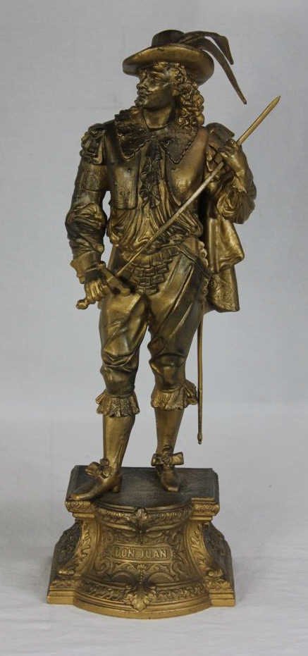 Antique Ansonia Clock Co Statue: Property of a Monticello NY Estate. Don Juan. Height 21 inches.