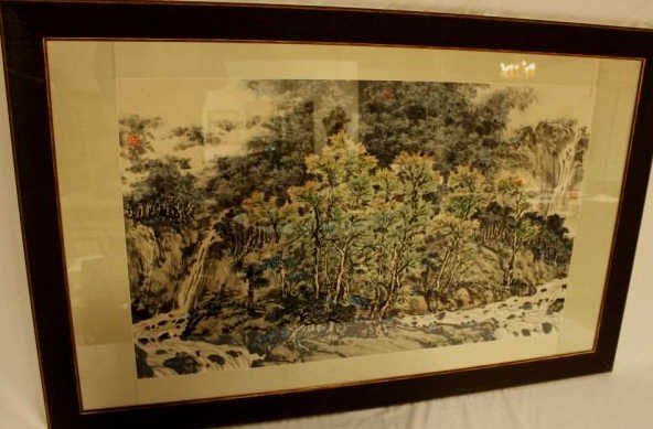 Guan Shanyue Chinese Water Color Framed: Property of a Mamaroneck NY Estate. Height 44 inches Width 27 inches