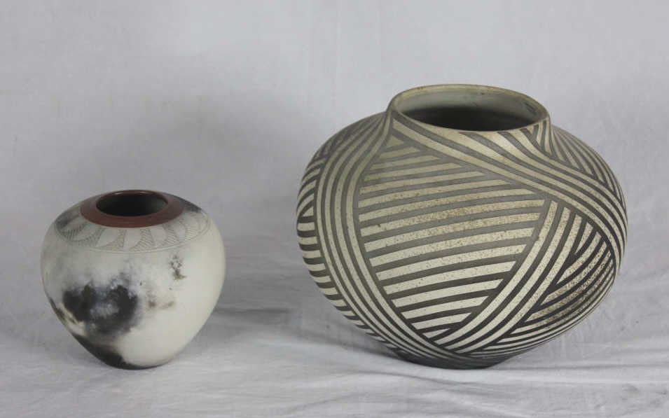 2 Nicholas Bernard Signed Pottery Vessels: Property of a Mamaroneck NY Estate. Largest Height 10" Diameter 12"