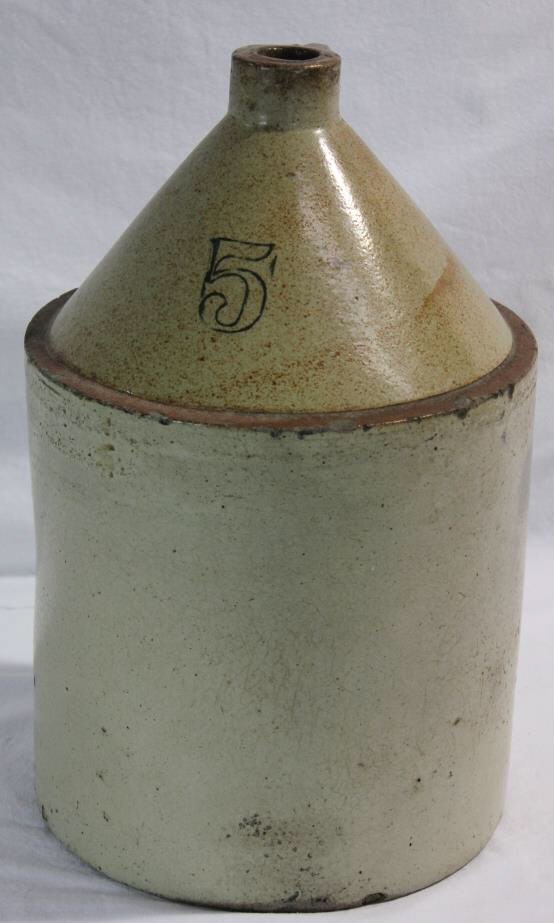 Antique American Stoneware Crock Jug: Height 19 inches.