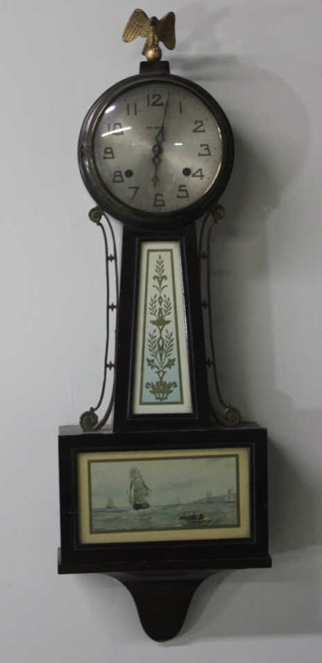 Antique New Haven Connecticut Banjo Clock: Height 27". Width 10". Depth 4".