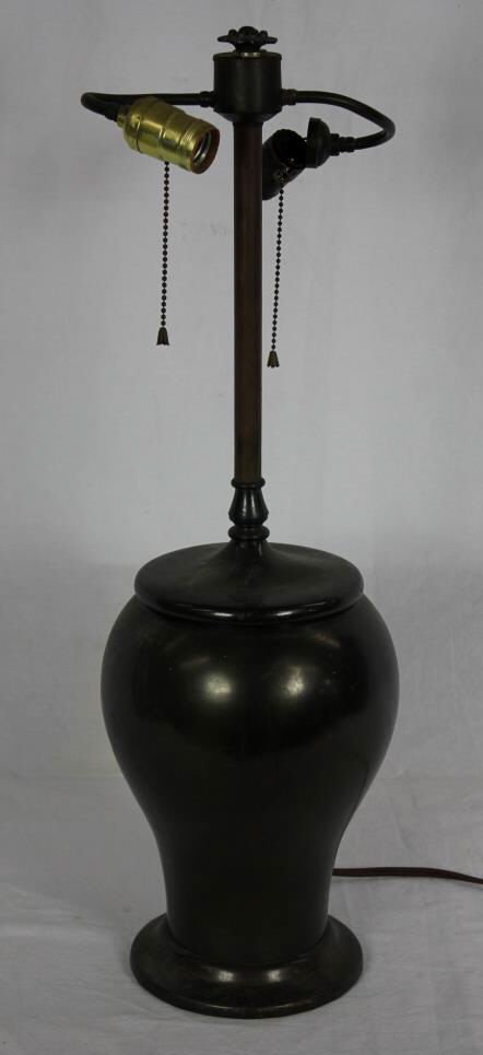 Antique Bronze Arts & Crafts Style Lamp: Height 27"