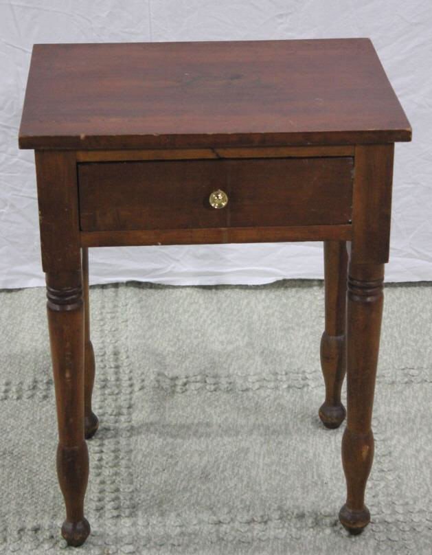 Antique American End Table or Nightstand: Height 27 inches Length 21 inches Width 16 inches Property of a Bedford NY Home.