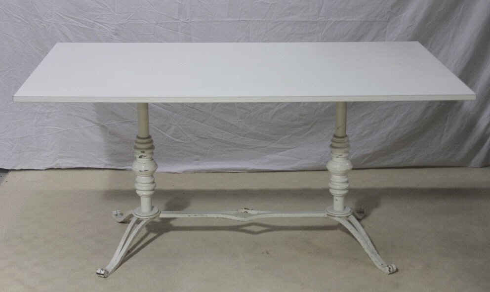 Antique Cast Iron Dining Table: Cast Iron Base Height 29 inches. Length 60 inches. Width 34 inches. Property of a Bedford Hills NY Home.