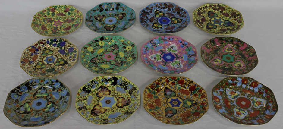 Set of 12 Royal Vienna Beehive Porcelain Plates: Diameter of Plates 9 Inches. Property of a New York NY Estate.
