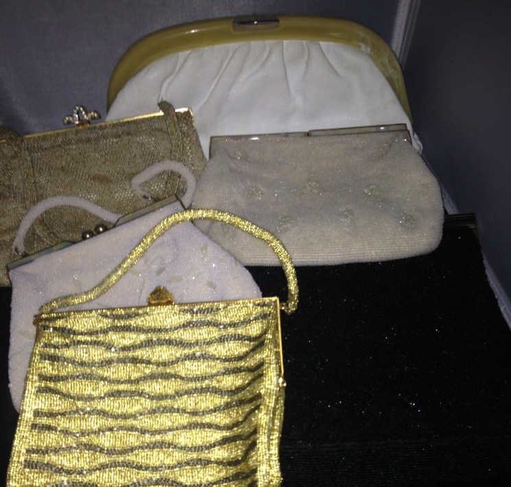 Collection of 6 Antique & Vintage Beaded Purses: Largest measures 12 inches by 7 inches. Property of the Gulbenkian estate Pelham NY.