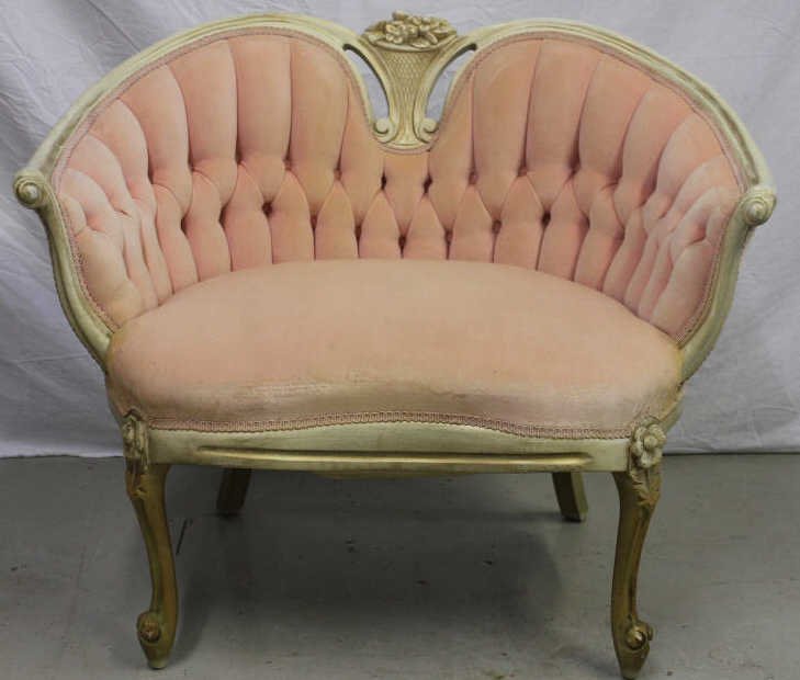 Vintage Mid Century Marquis Arm Chair: Property of a New Rochelle NY Estate. Height 31.5 Width 38 Inches Depth 20