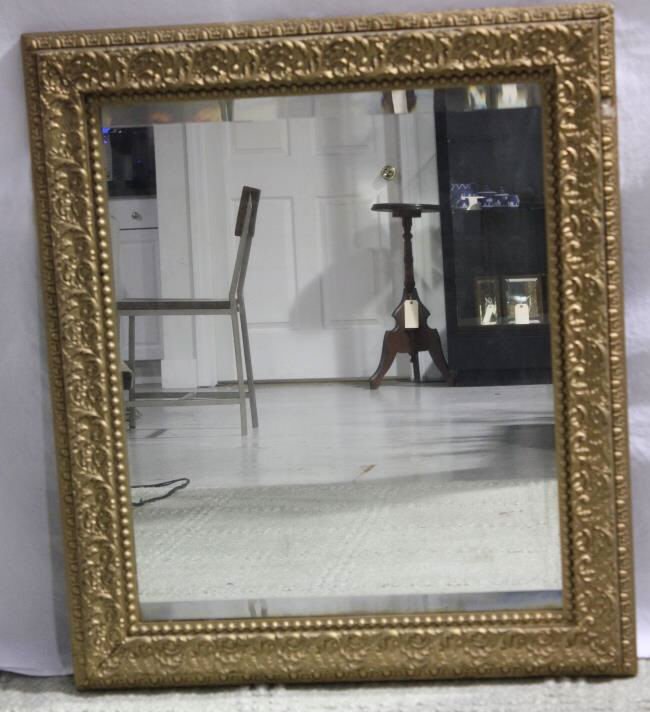Antique Victorian Gesso Gilt Mirror: Measures 32 inches by 39 inches. Estate of Warren Dieter Zander.