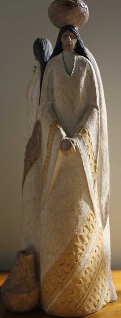 Vintage Native American Austin Prod Statue: Height 24 inches. Width 10 inches. Signed Acoma Signed Austin Prod Inc. Property of a Bedford NY Home.