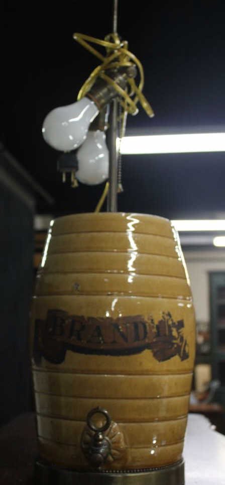 Antique Brandy Dispenser Mount Lamp: Height 31 inches. Property of a Bedford NY Home.