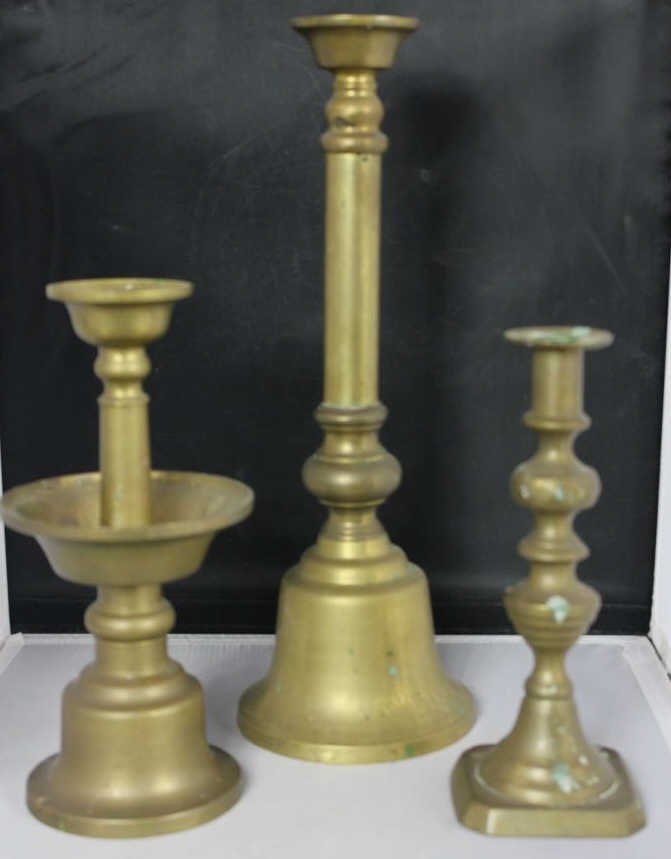 Antique Early American Colonial Style Candlesticks: Tallest 15"