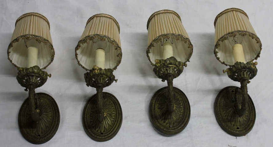 Four French Bronze one Candle wall Sconces: Four French Bronze one Candle wall Sconces Height 12 Inches Width 4 Inches Depth 6 Inches