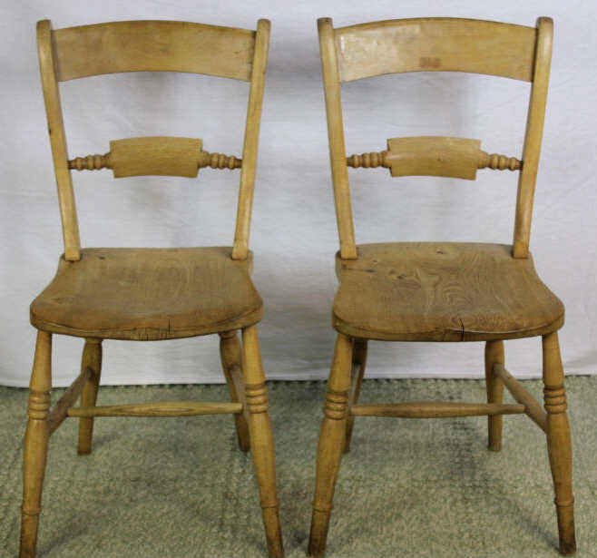 Pair Oak Side Chairs: Pair Oak Side Chairs Unfinished Height 34 Inches Width 17 Inches Depth 16 Inches