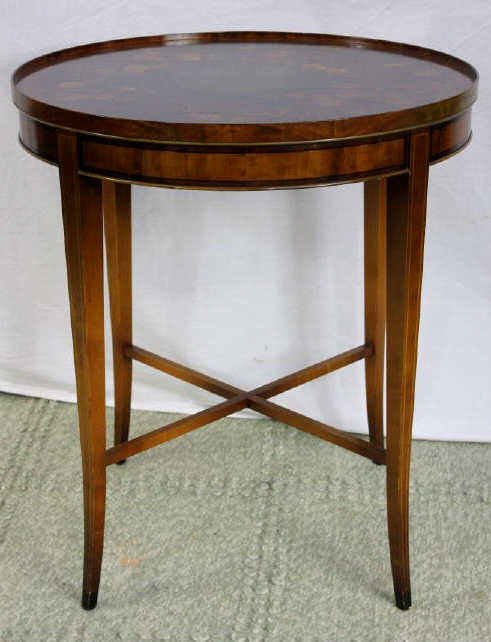 Round Inlaid Lamp Table: Round Inlaid Lamp Table Height 28 inches, Width 25 inches
