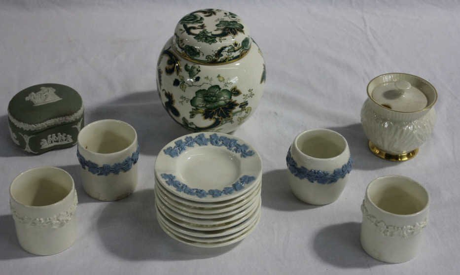Assorted Wedgwood Lennox & Masons Porcelain: Property of a Mamaroneck NY Estate. Height of ginger jar 5.5 inches.