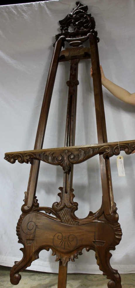 Large Ornately Carved Easel: Height 86 Inches Width 35.5 Inches